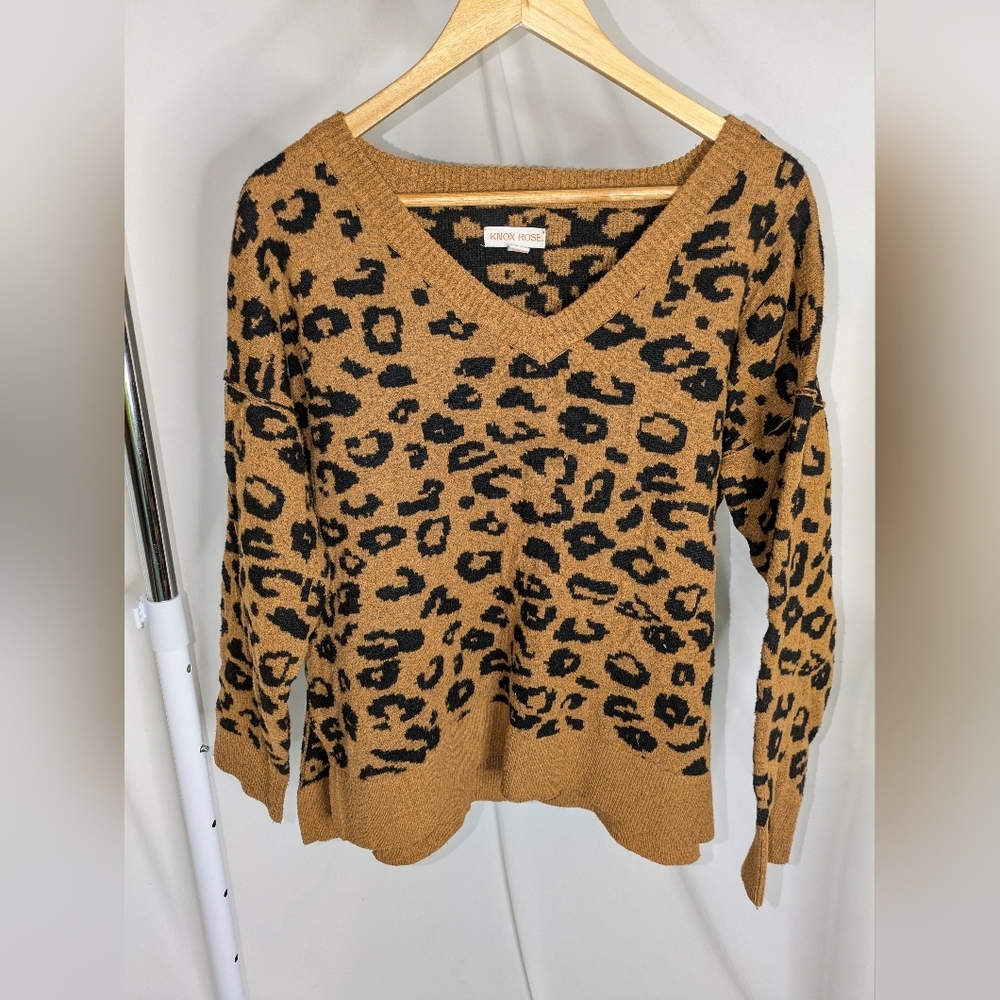 Knox Rose Leopard Print Pullover Sweater